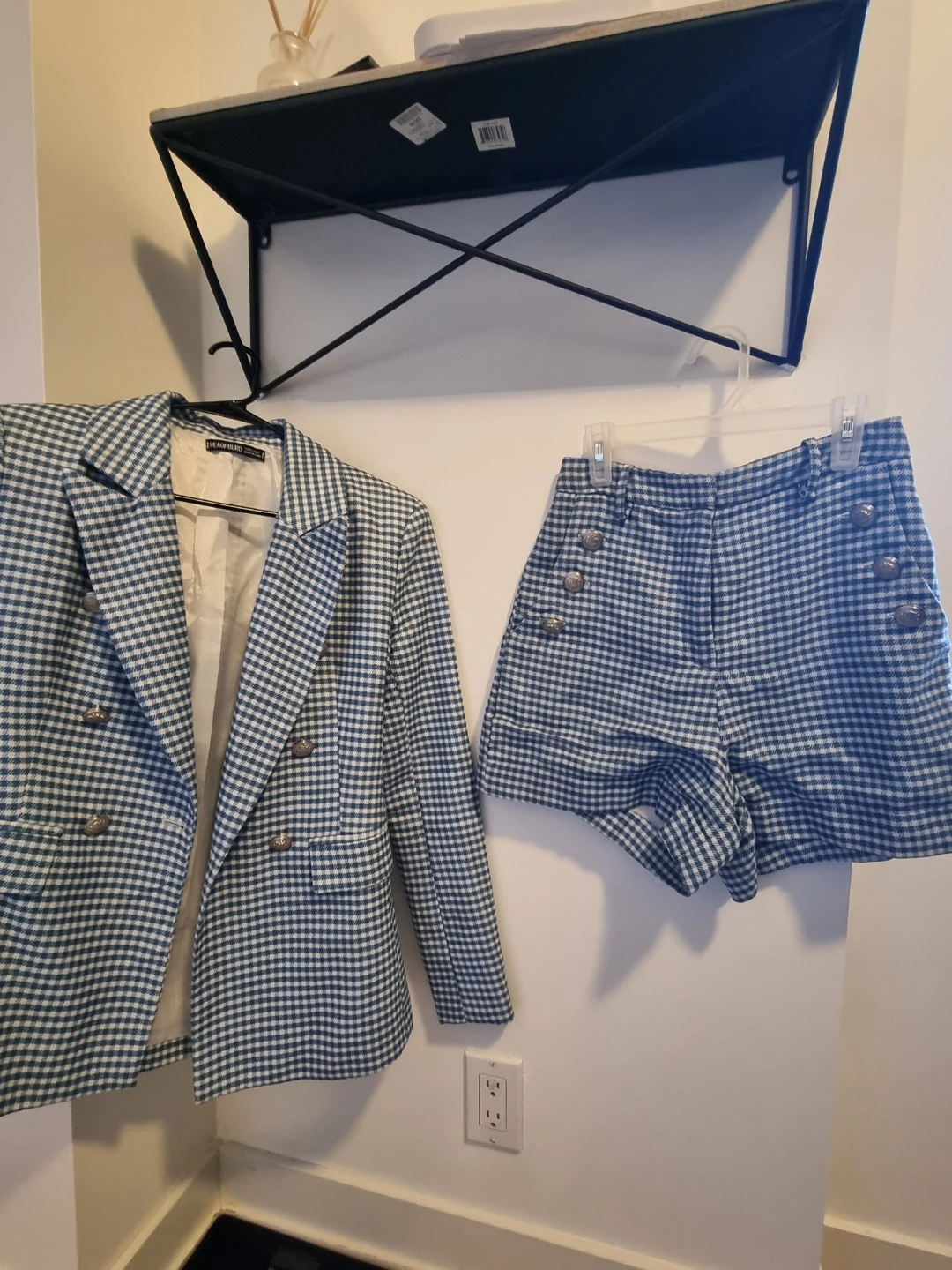 Blazer and Shorts Set Blue White