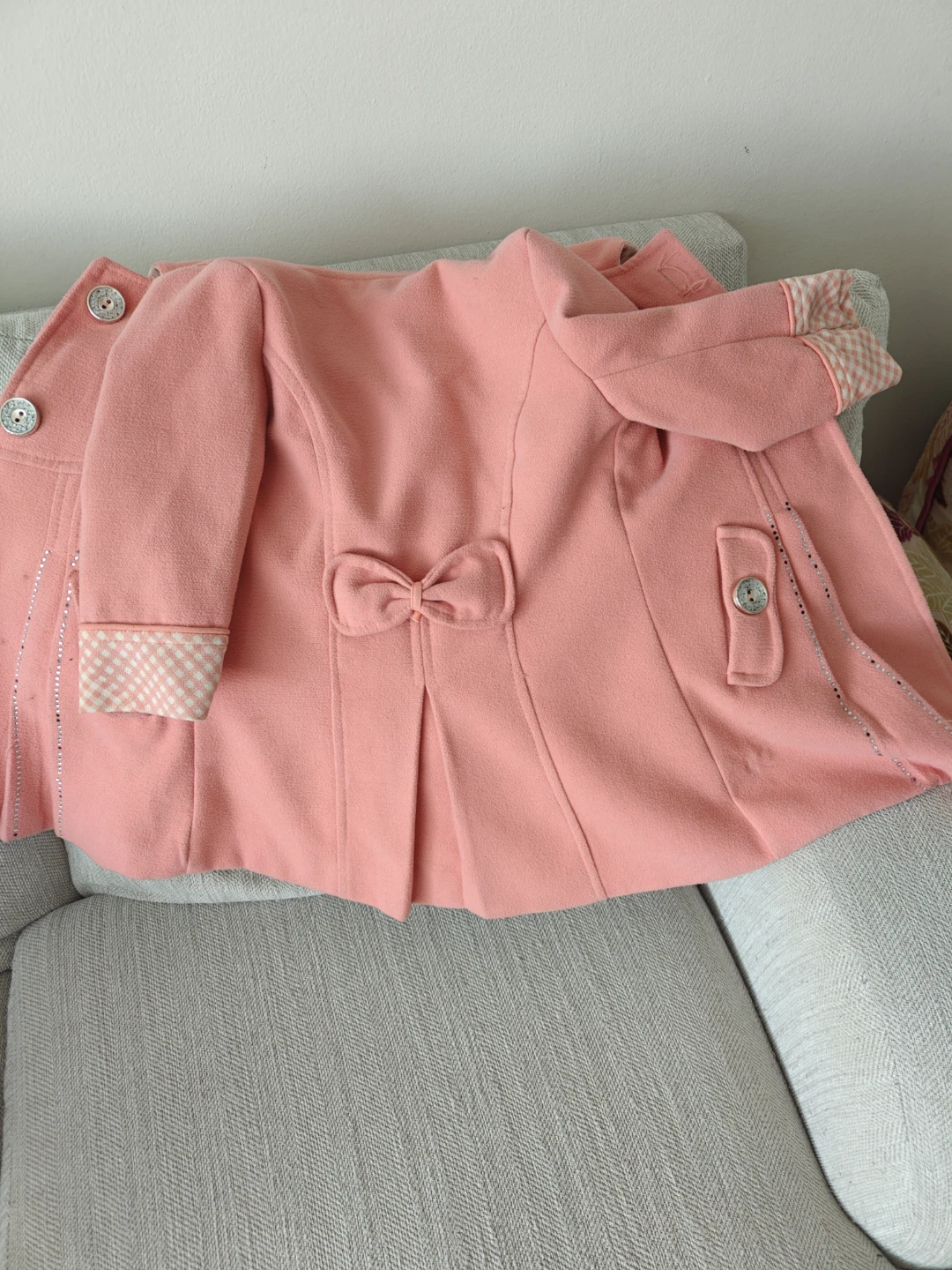 Toddler Girls Pink Bow Coat - photo 3