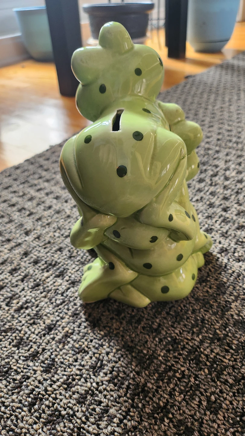Ceramic Stacked Frog Coin Bank - photo 2