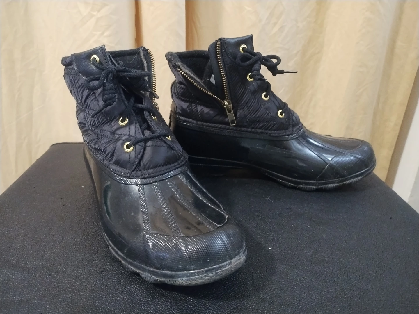 Sperry Black Quilted Duck rain spring winter Boots