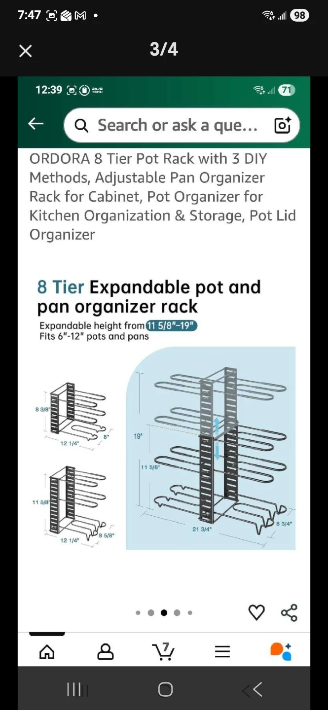 ORDORA 8 Tier Pot and Pan Organizer Rack - photo 3