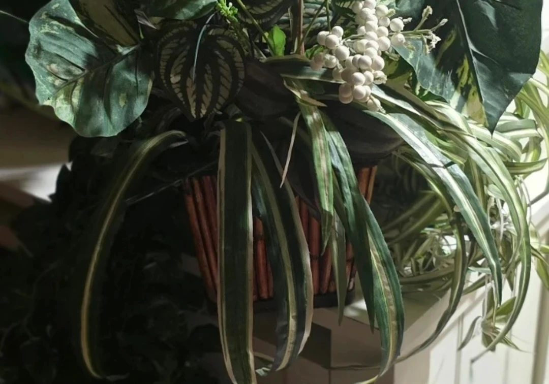 Artificial Plant Arrangement in Wicker Pot basket