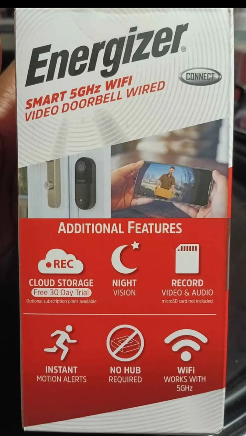 New!!! Energizer Smart 5GHz WiFi Video Doorbell Wired - photo 2