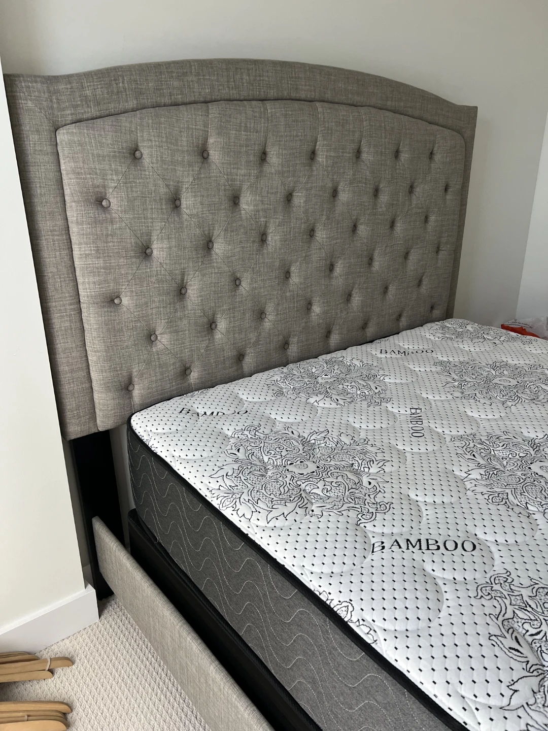 Bamboo Mattress with Grey Upholstered Bed Frame - photo 2