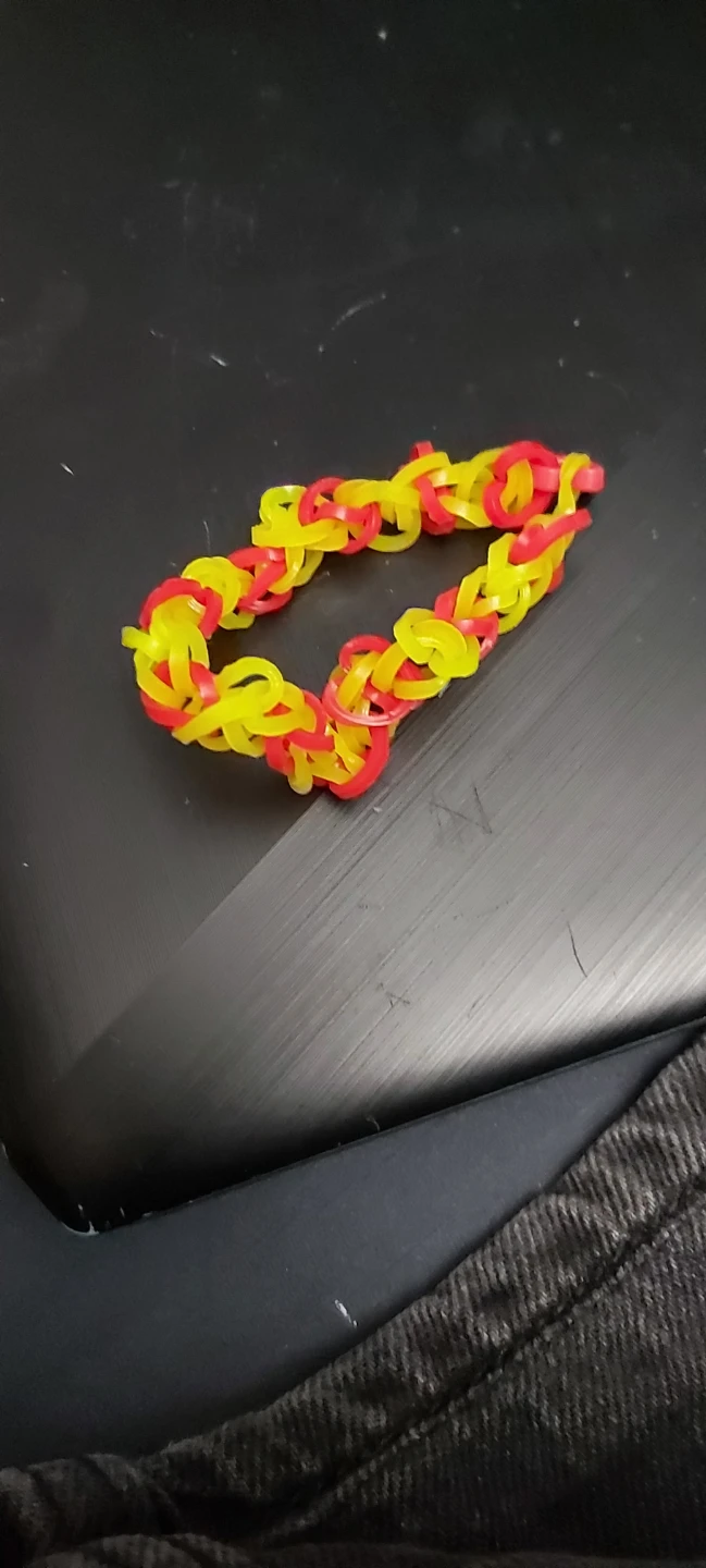 Yellow and Red Rubber Band Bracelet