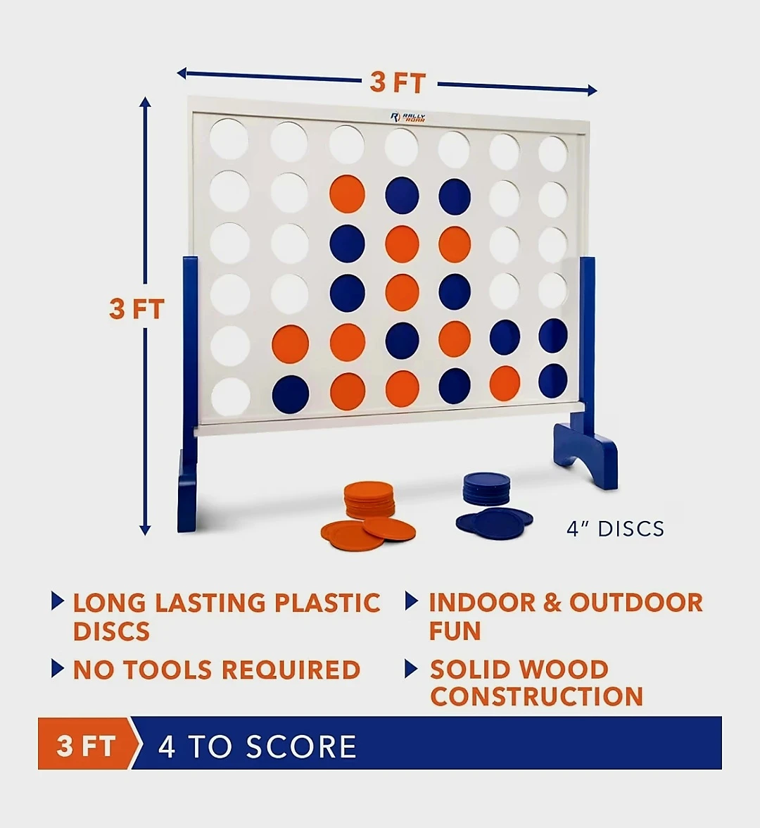 🏆Rally & Roar Giant 4-In-A-Row Game - 3 FT Tall - photo 2