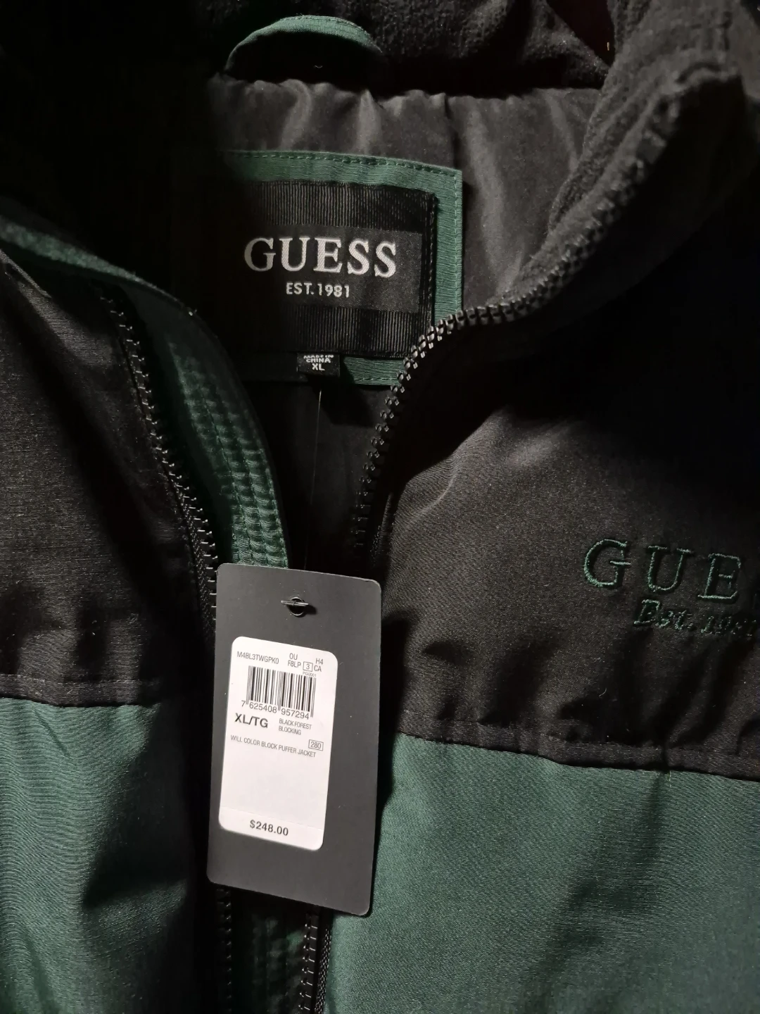 Guess Puffer Jacket - Green/Black - XL - photo 2