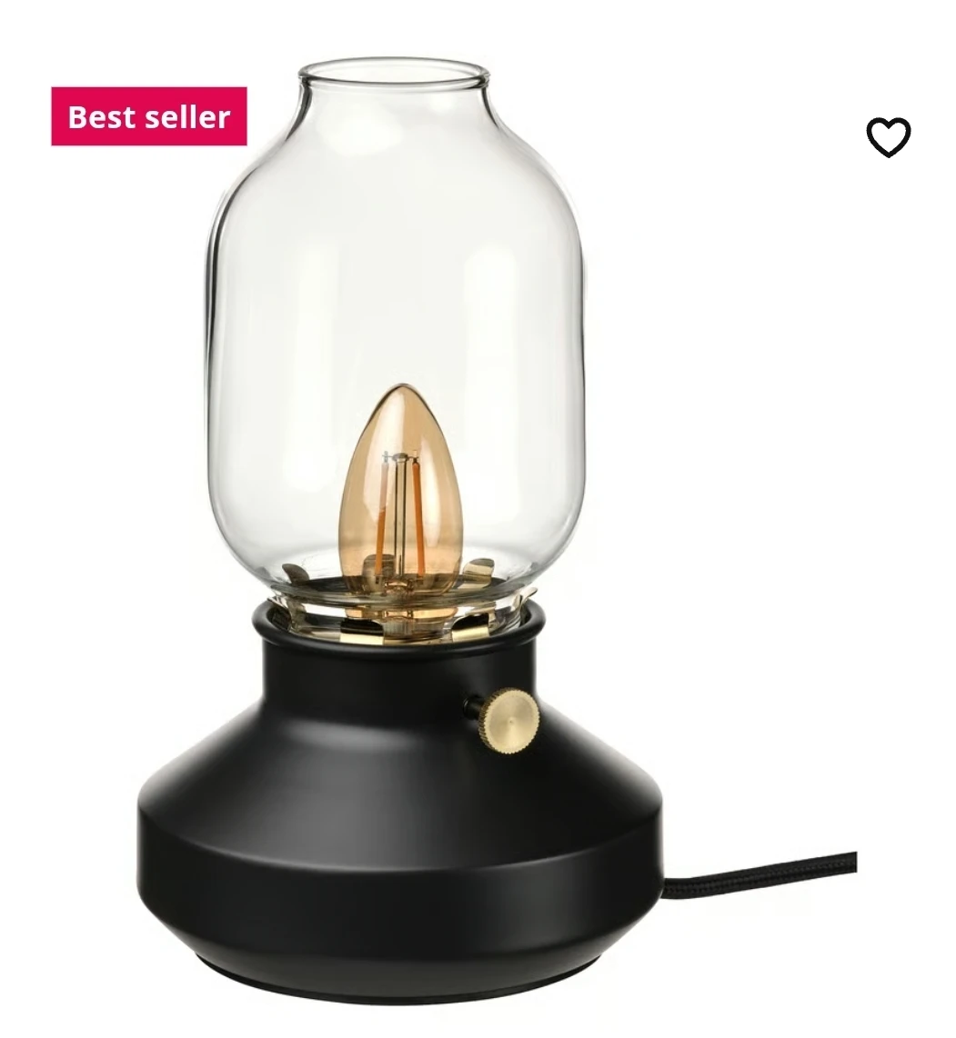 Black Table Lamp with Dimmer and Glass Shade - photo 4
