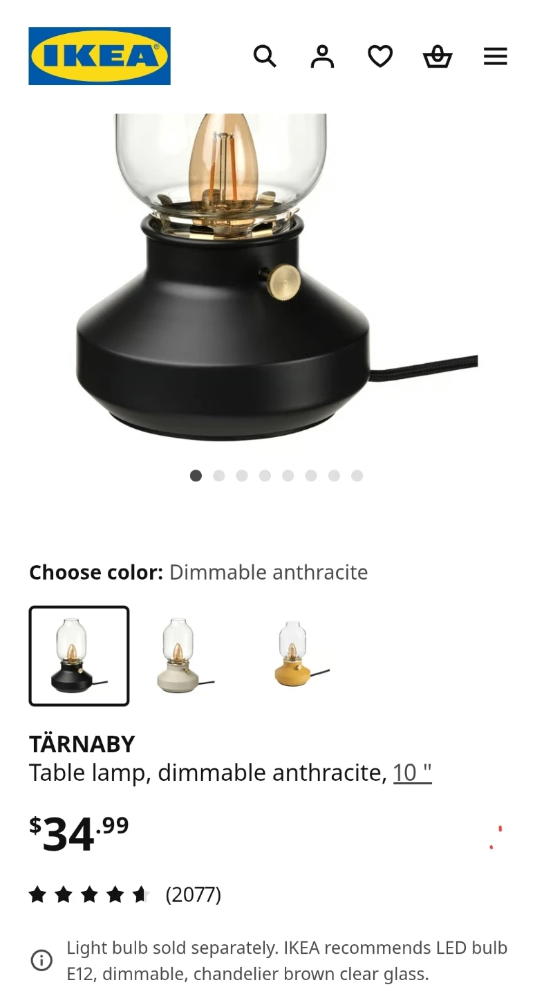 Black Table Lamp with Dimmer and Glass Shade - photo 5