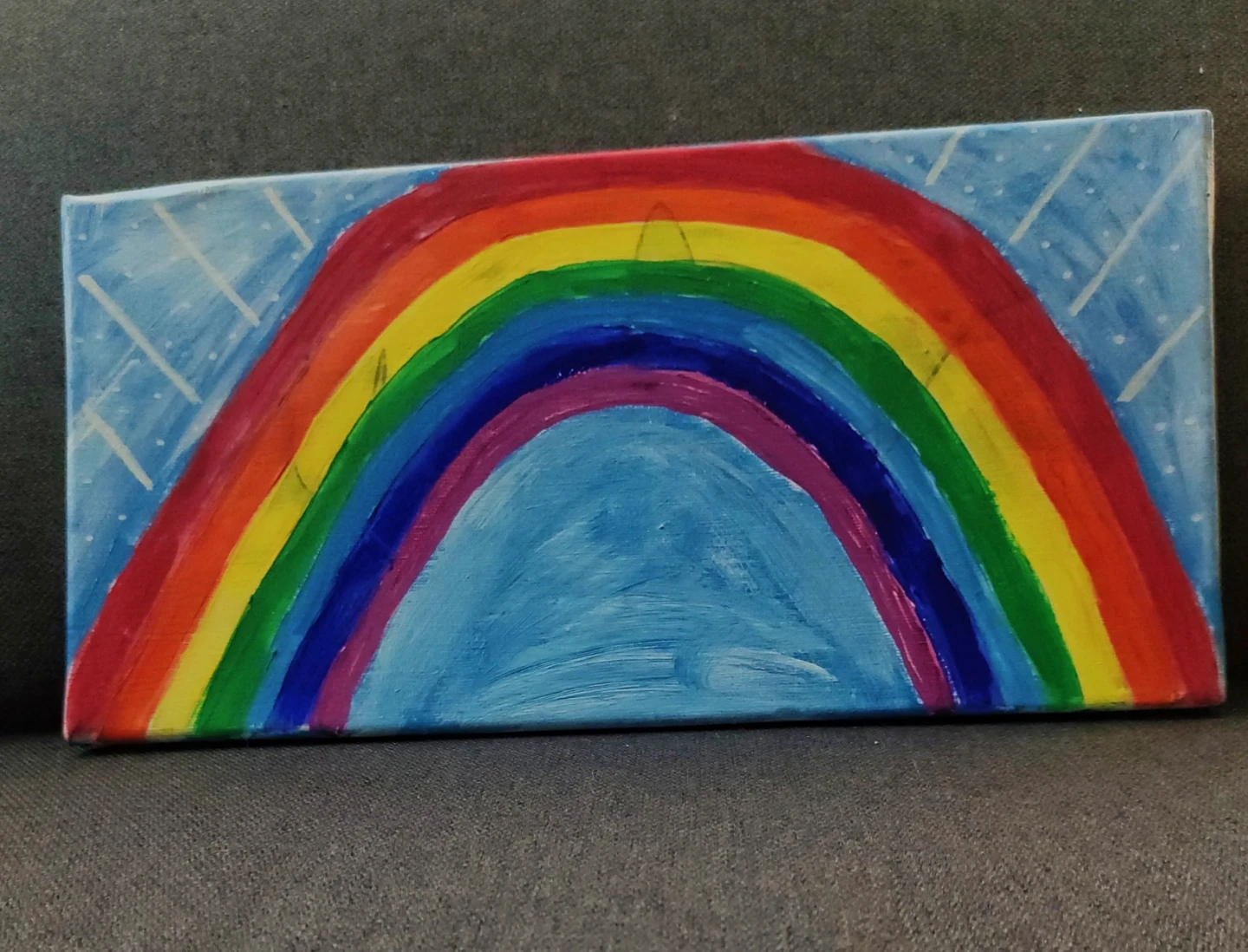 Hand-painted Rainbow Canvas Art