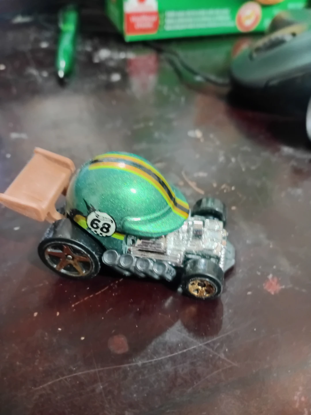 Hot Wheels Green Helmet Race Car Toy