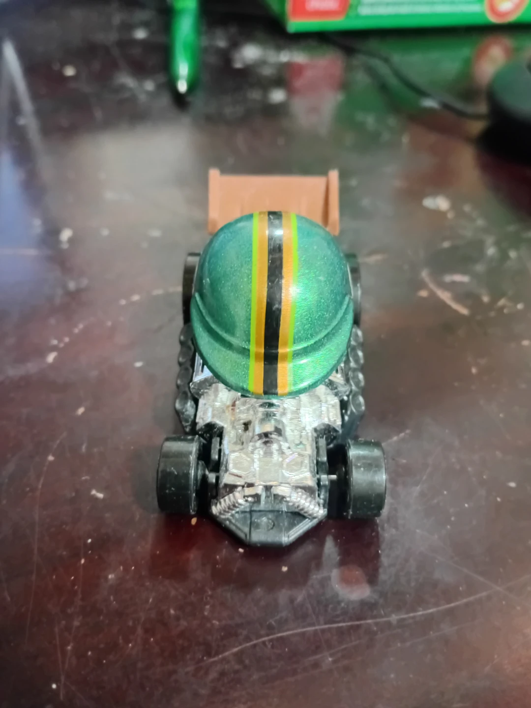 Hot Wheels Green Helmet Race Car Toy - photo 2