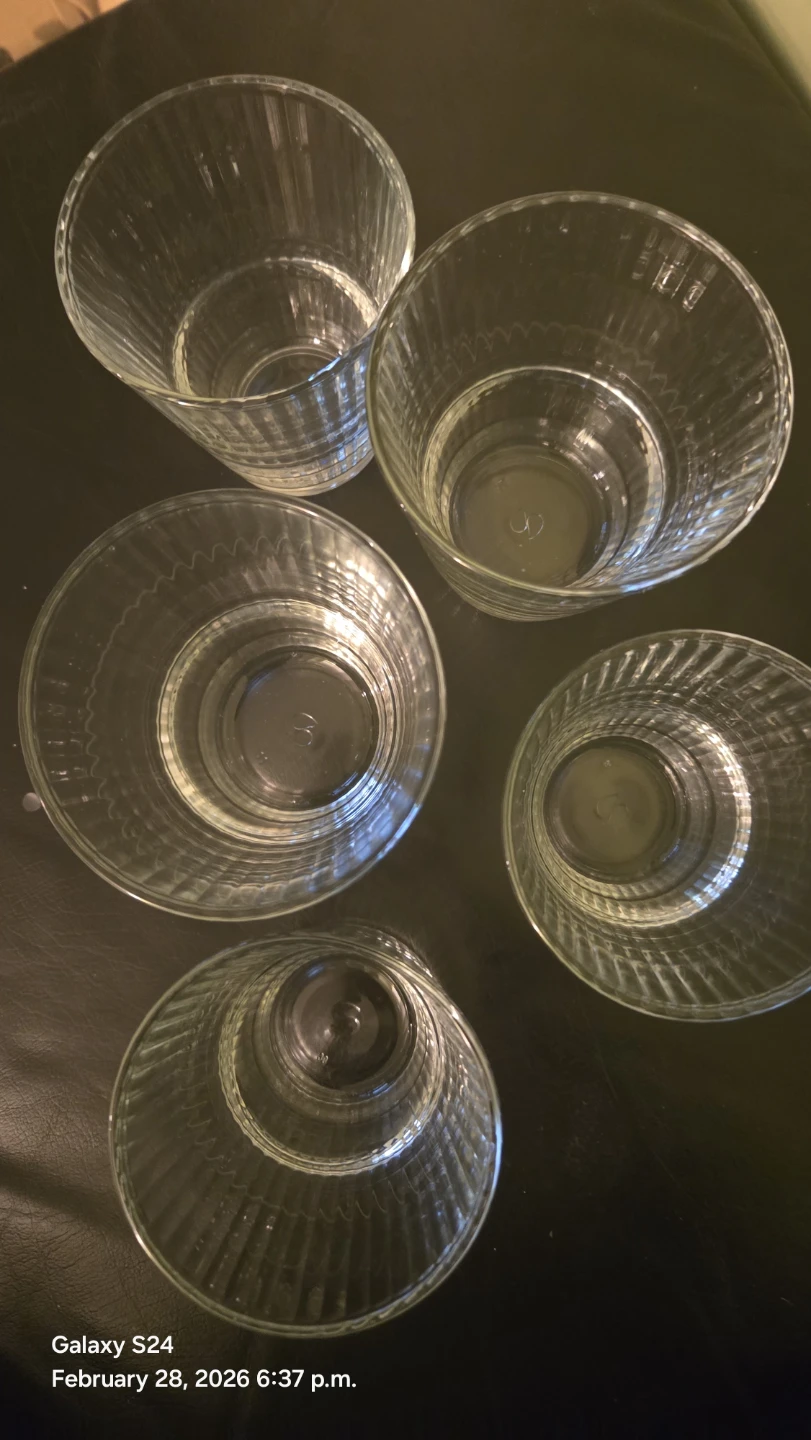 Set of 5 Clear Glass Tumblers