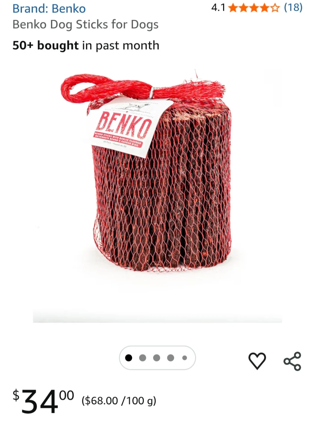 Benko Dog Sticks - 50pcs- retails for $34
