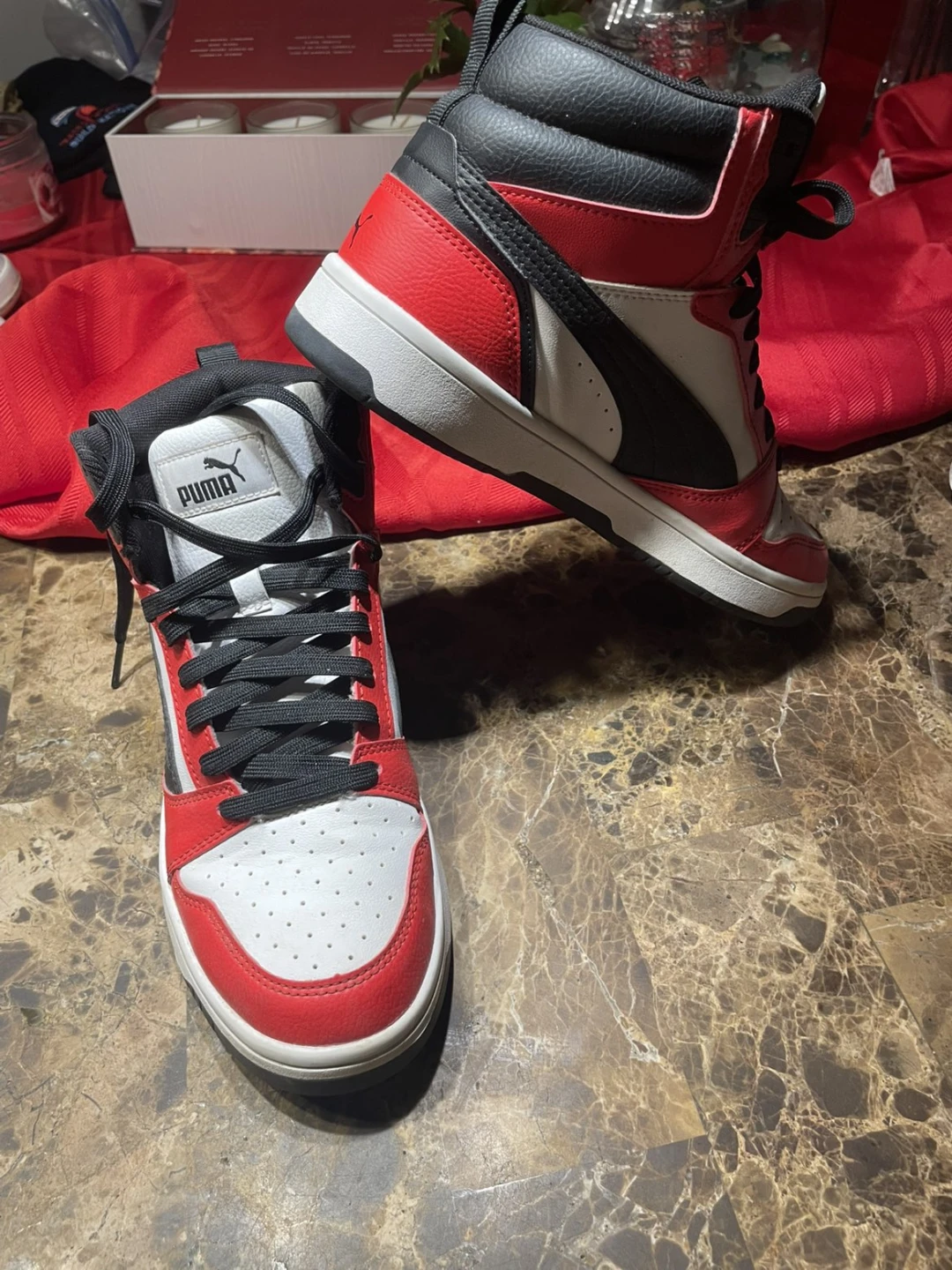 Puma High-Top Sneakers - Red, White, Black - photo 2