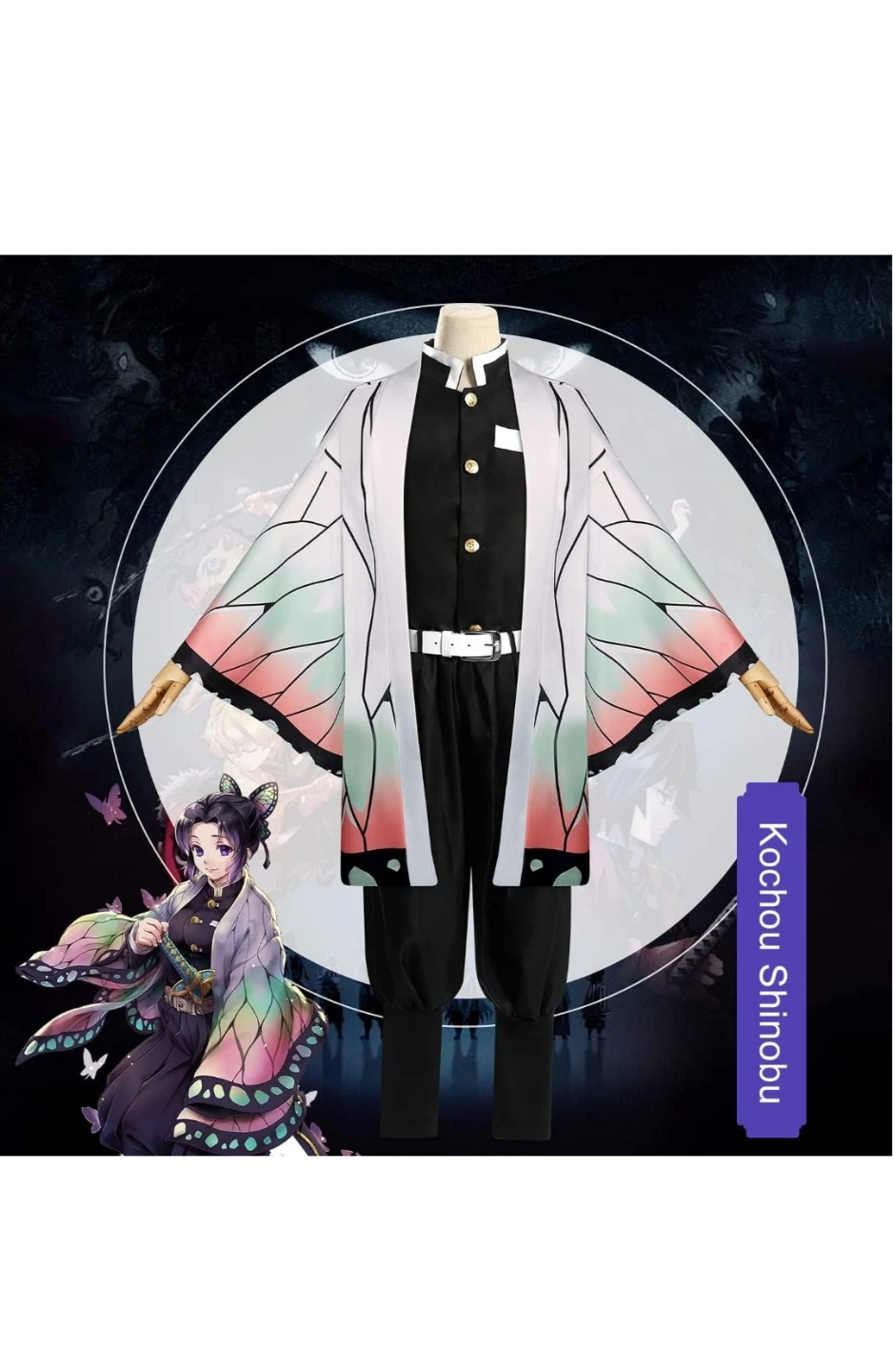 Demon Slayer Kochou Shinobu Cosplay Costume for Kids - photo 5