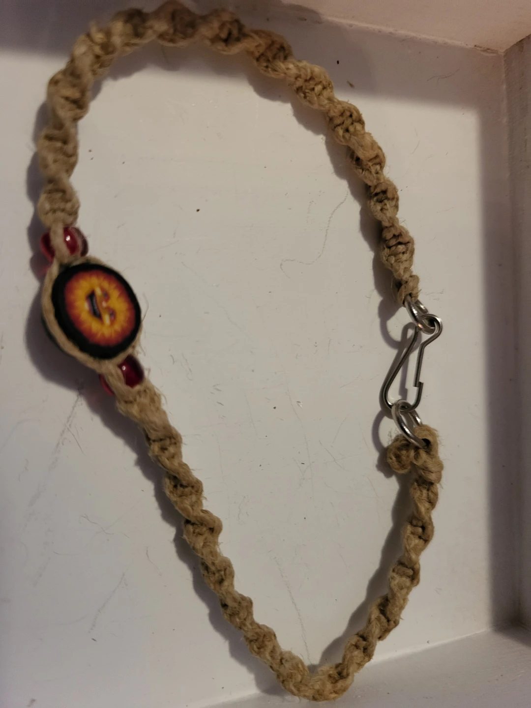 Handmade Hemp Cord Bracelet with Smiley Sun Charm