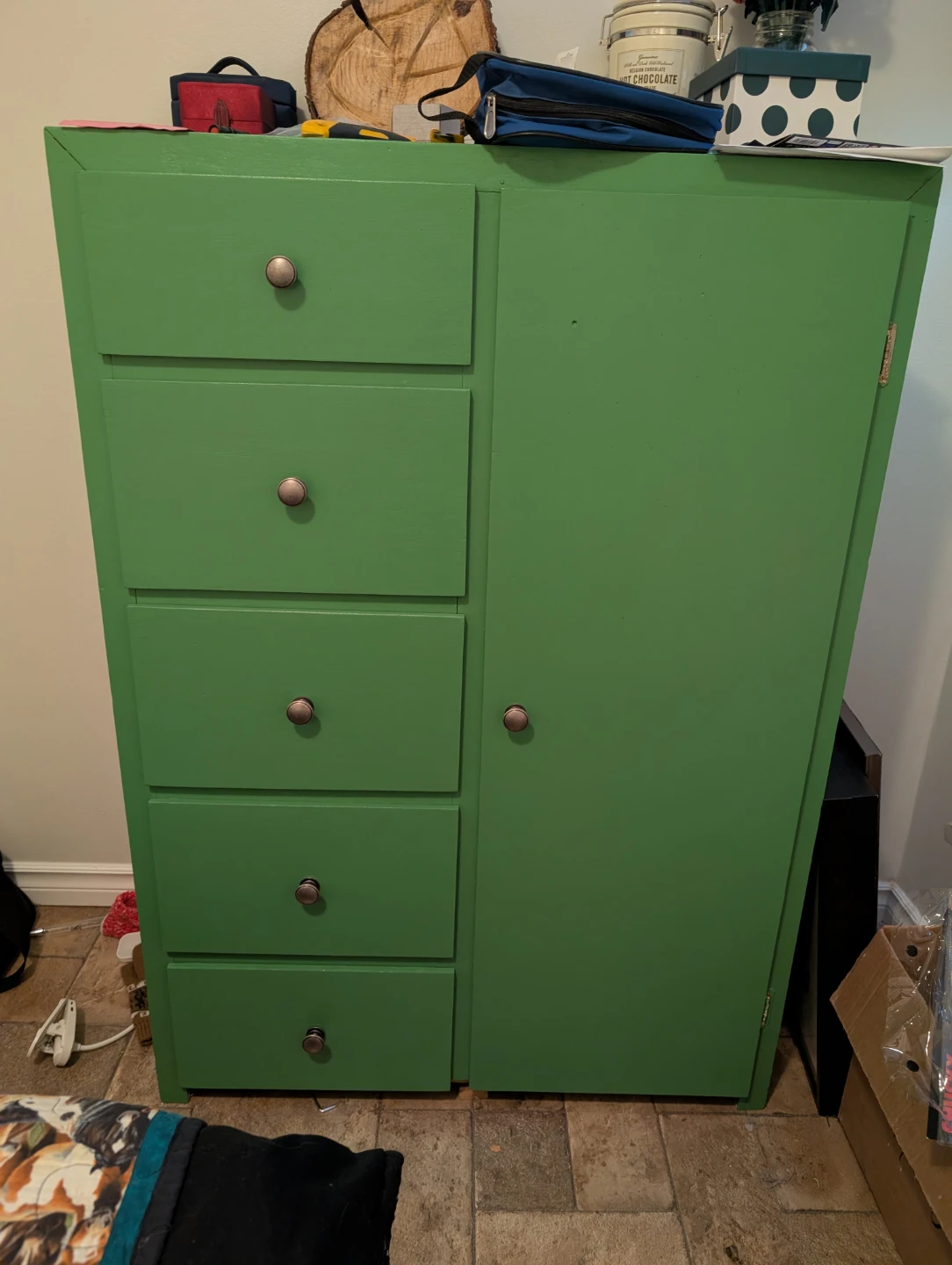 Green Wardrobe Cabinet with Drawers - photo 2