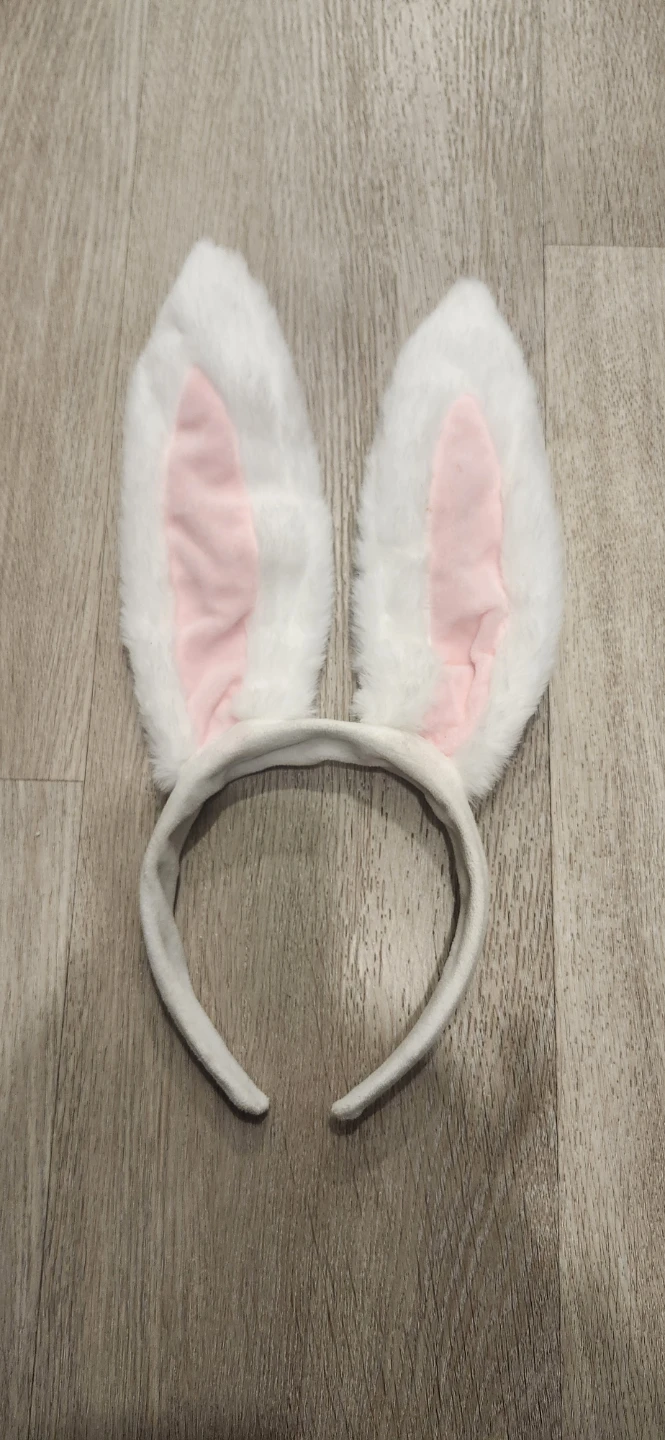 White Fuzzy Bunny Ears Headband