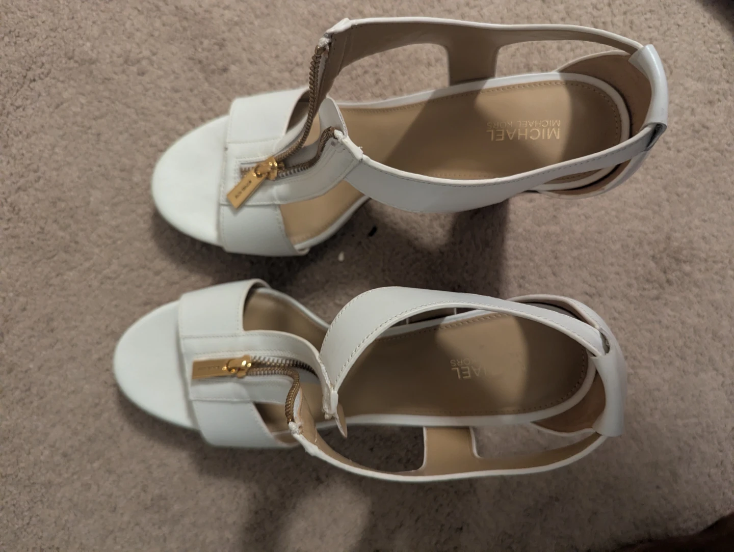 Michael Kors White Leather Strappy Zip Sandals