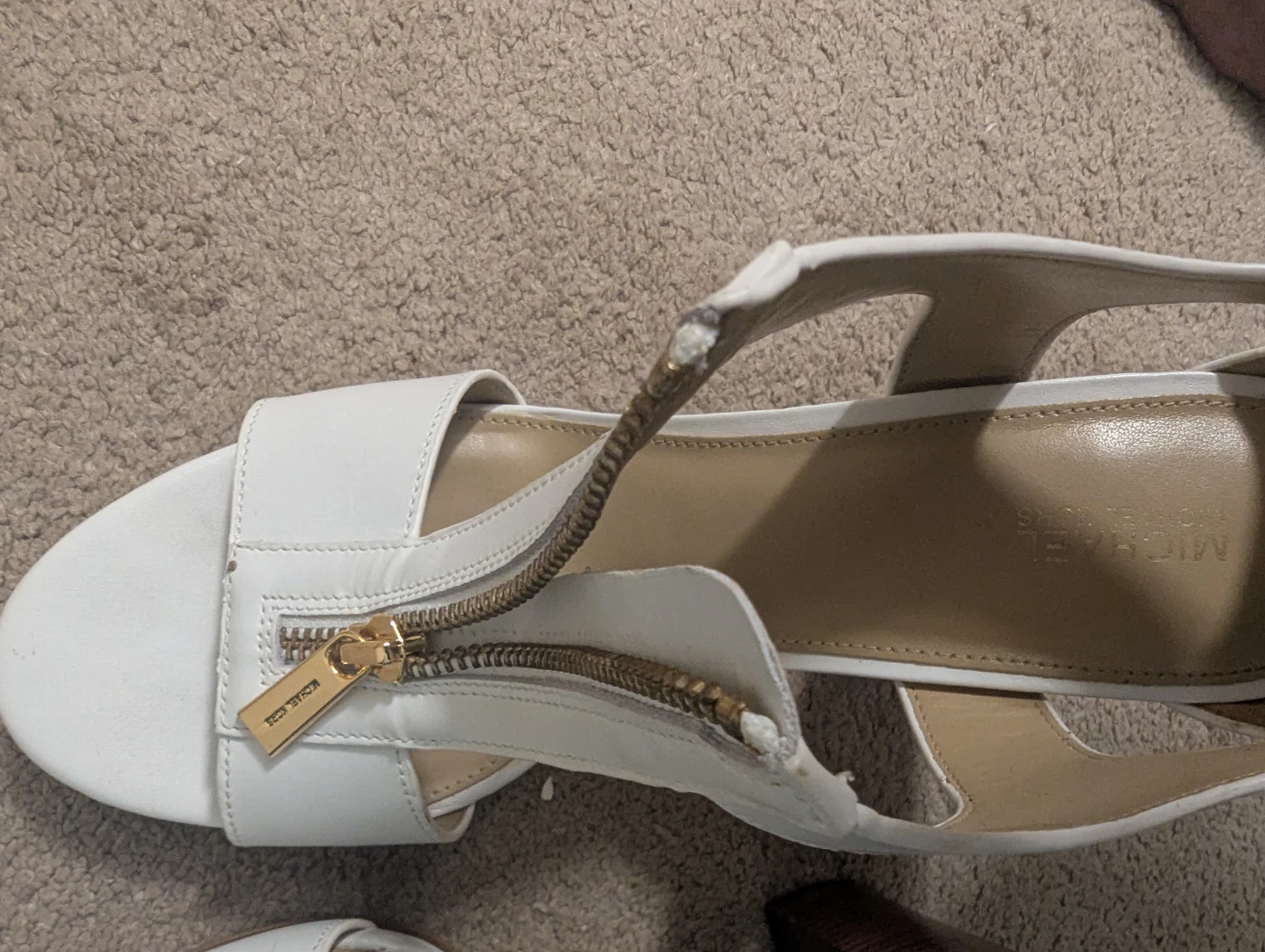 Michael Kors White Leather Strappy Zip Sandals - photo 2