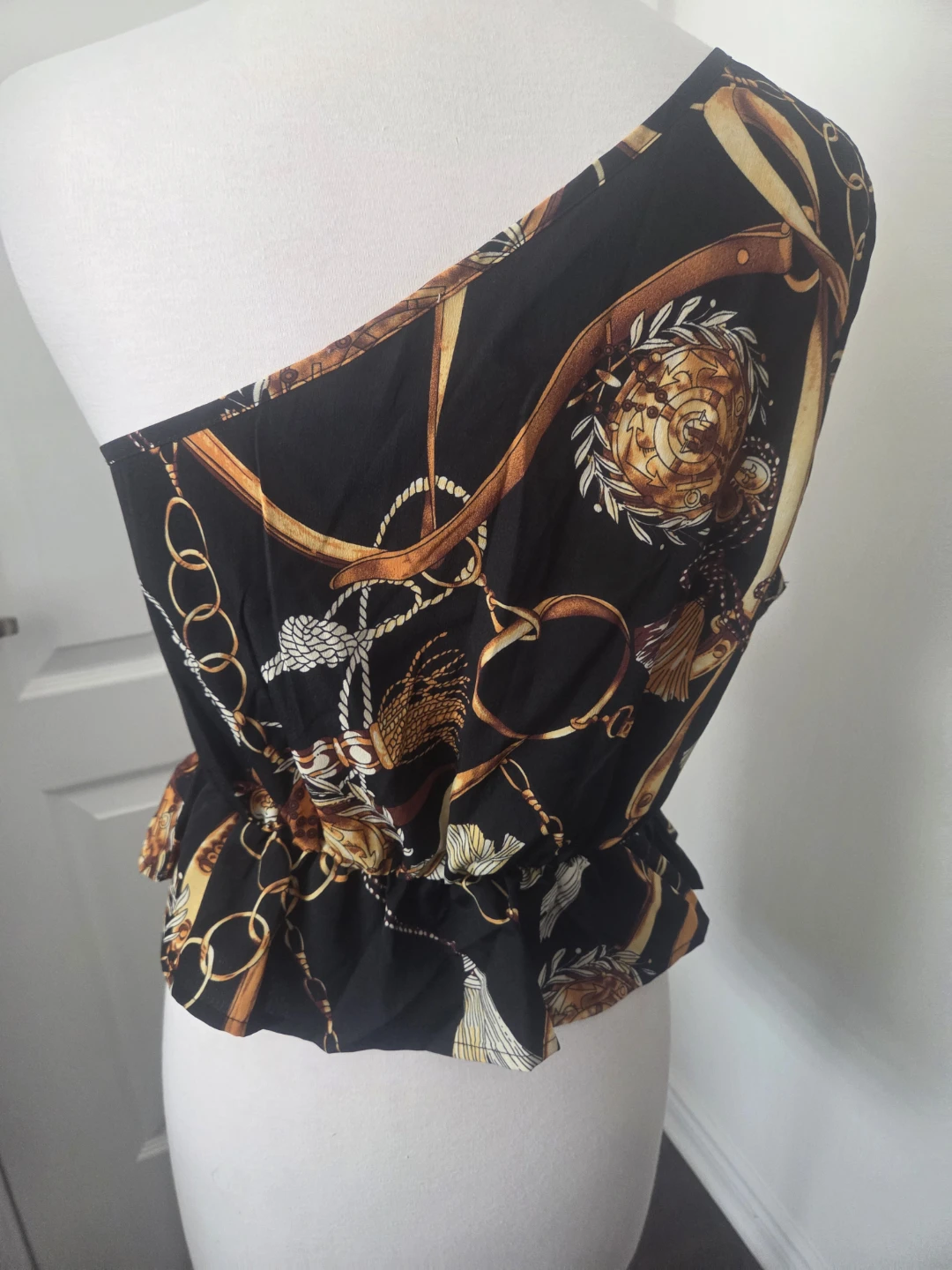 One Shoulder Print Peplum Top - photo 3
