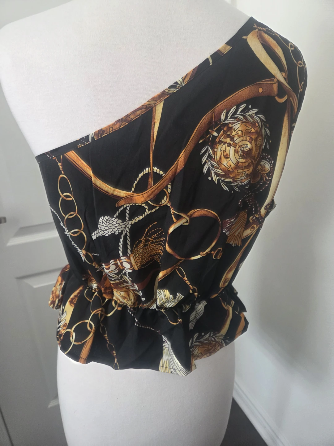 One Shoulder Print Peplum Top - photo 4