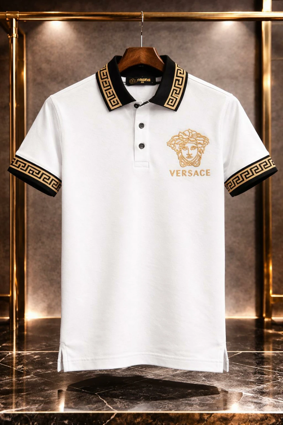 Versace Medusa Polo Shirt - White/Gold - photo 2