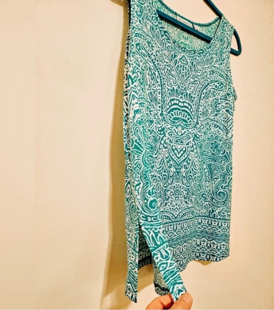 Susan Graver Damask Pattern Sleeveless Top Md 🏆 - photo 4