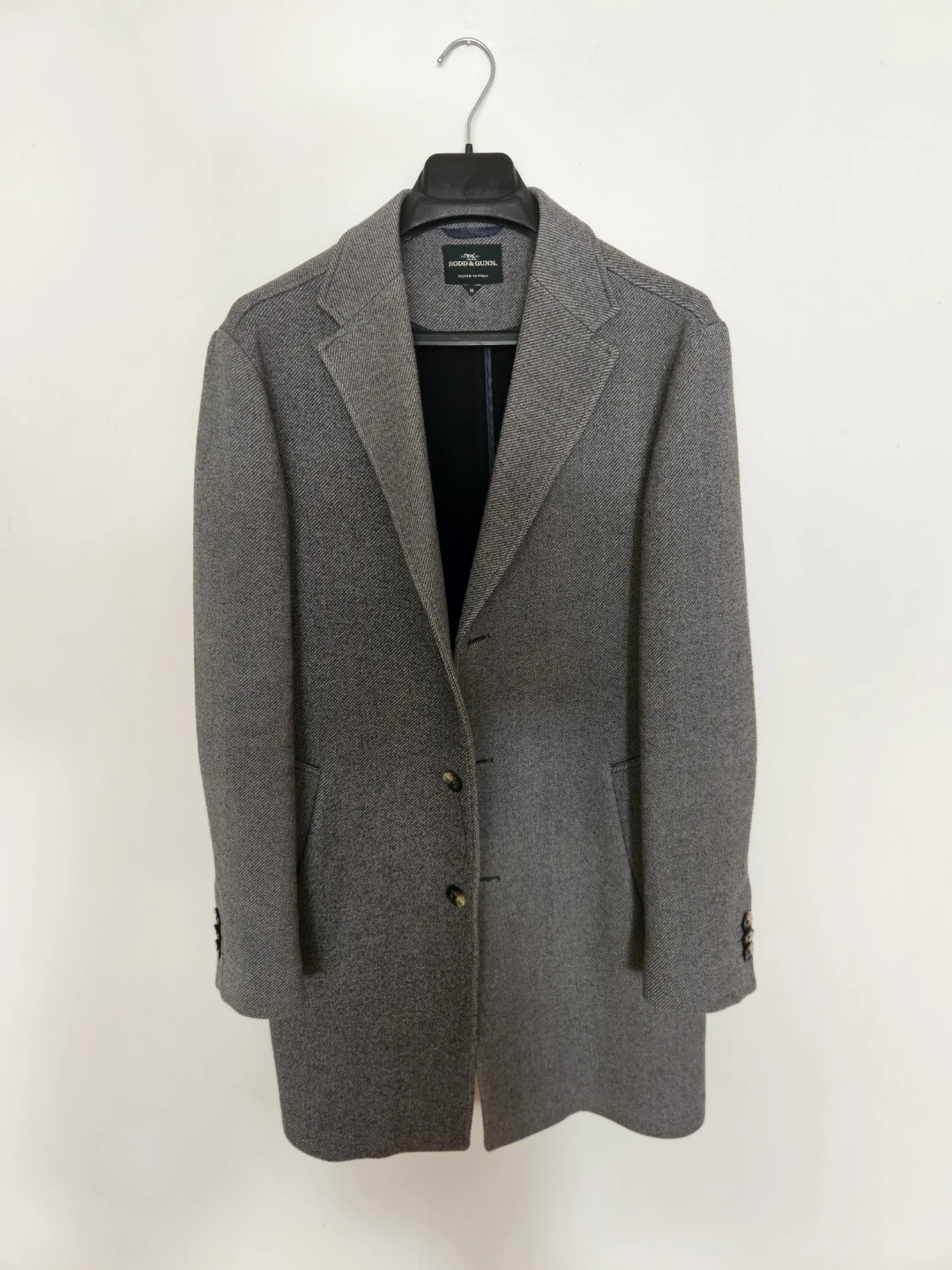 Rodd & Gunn Grey Herringbone Wool Blend Topcoat - Men's Size M