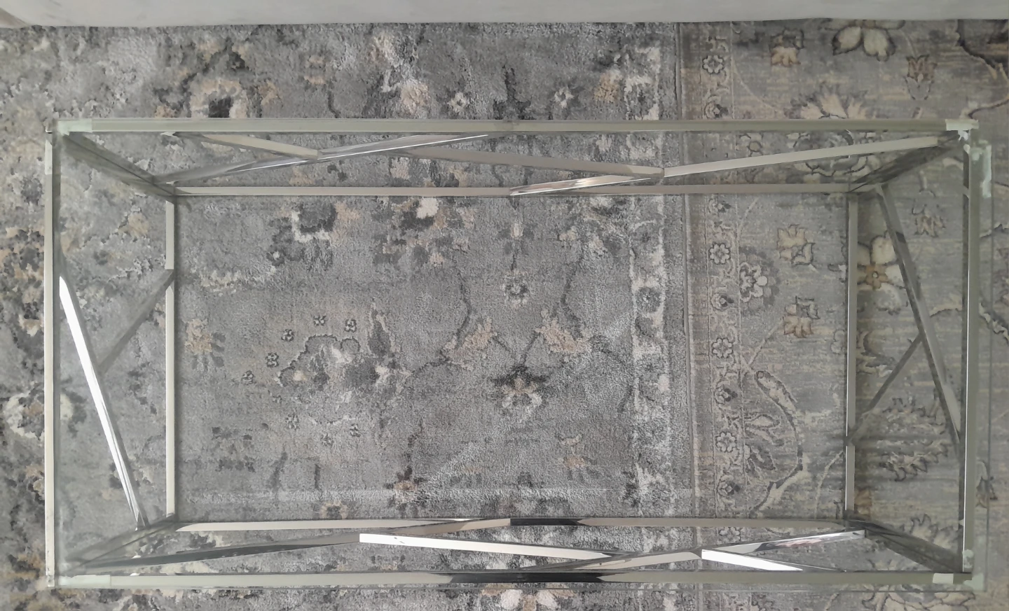Glass Top Coffee Table with Geometric Metal Base - photo 2