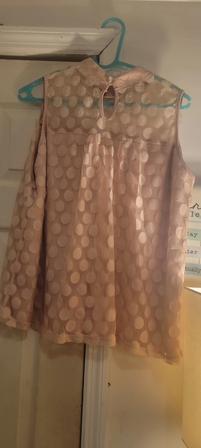 Pink Polka Dot Cold Shoulder Blouse - photo 2