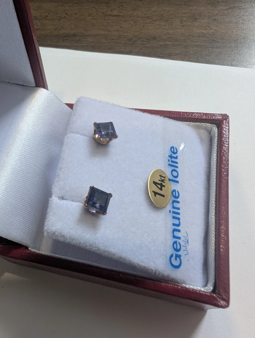Brand New 14K Yellow Gold Iolite Earrings For Sale - photo 2