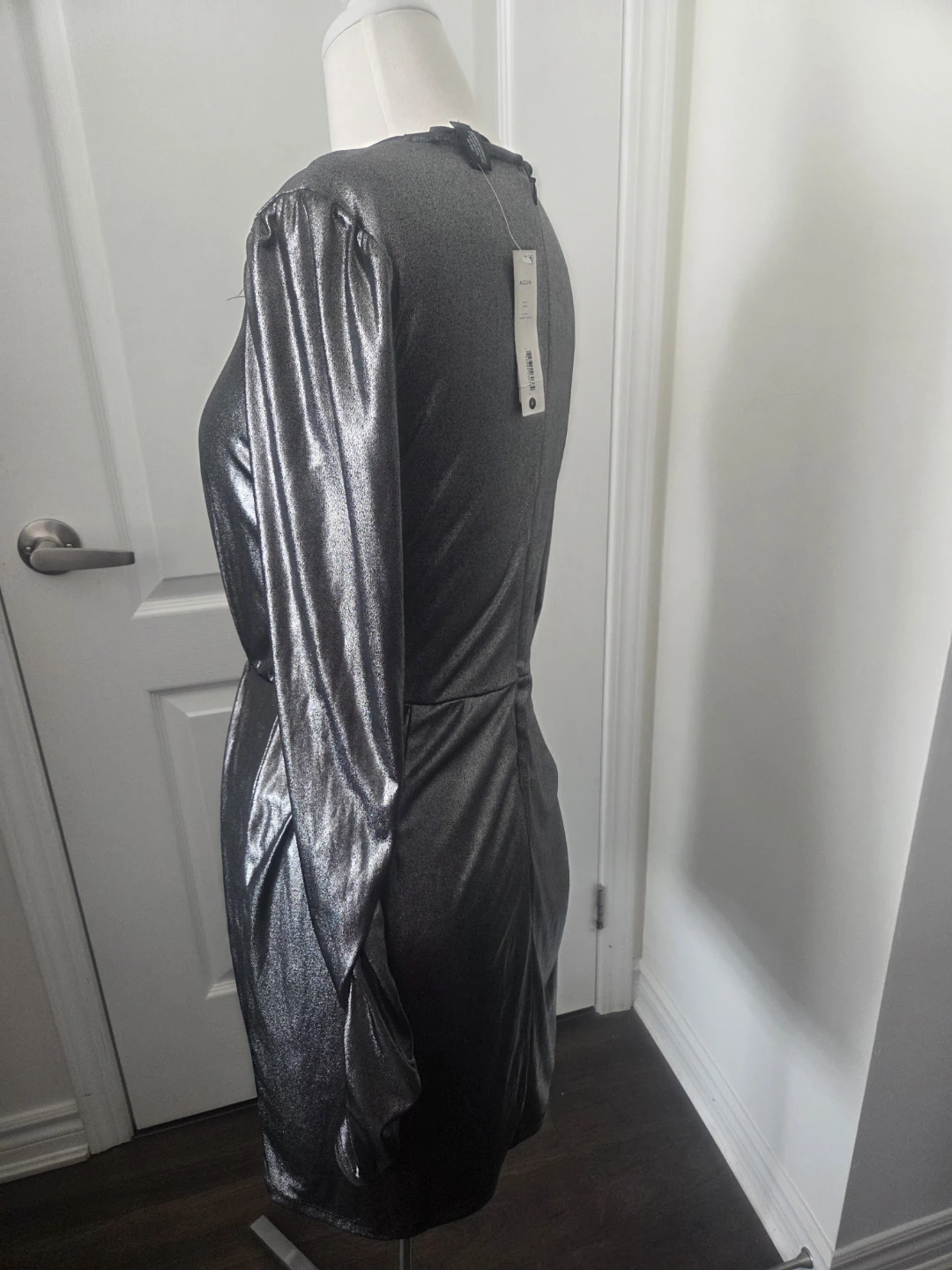 AQUA Metallic Ruched Mini Dress - photo 3