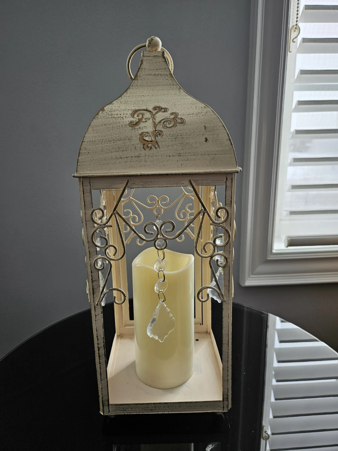 Distressed Ivory Lantern with LED Candle - photo 2