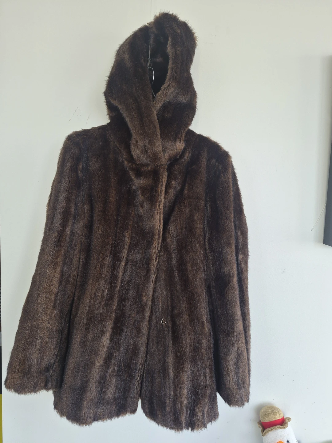 Brown Faux Fur Hooded Coat