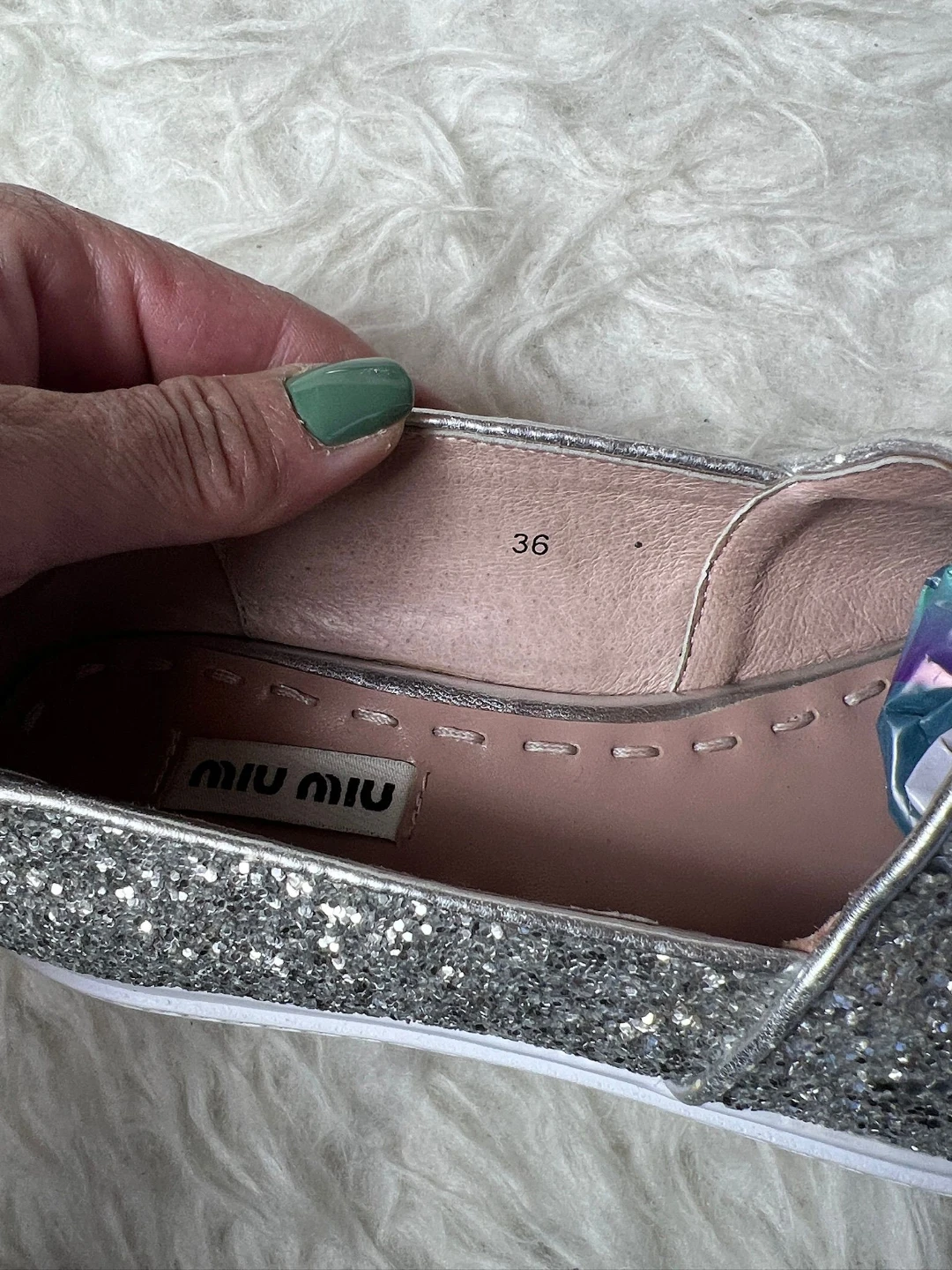 Miu Miu Glitter Slip-On Shoes - Size 36