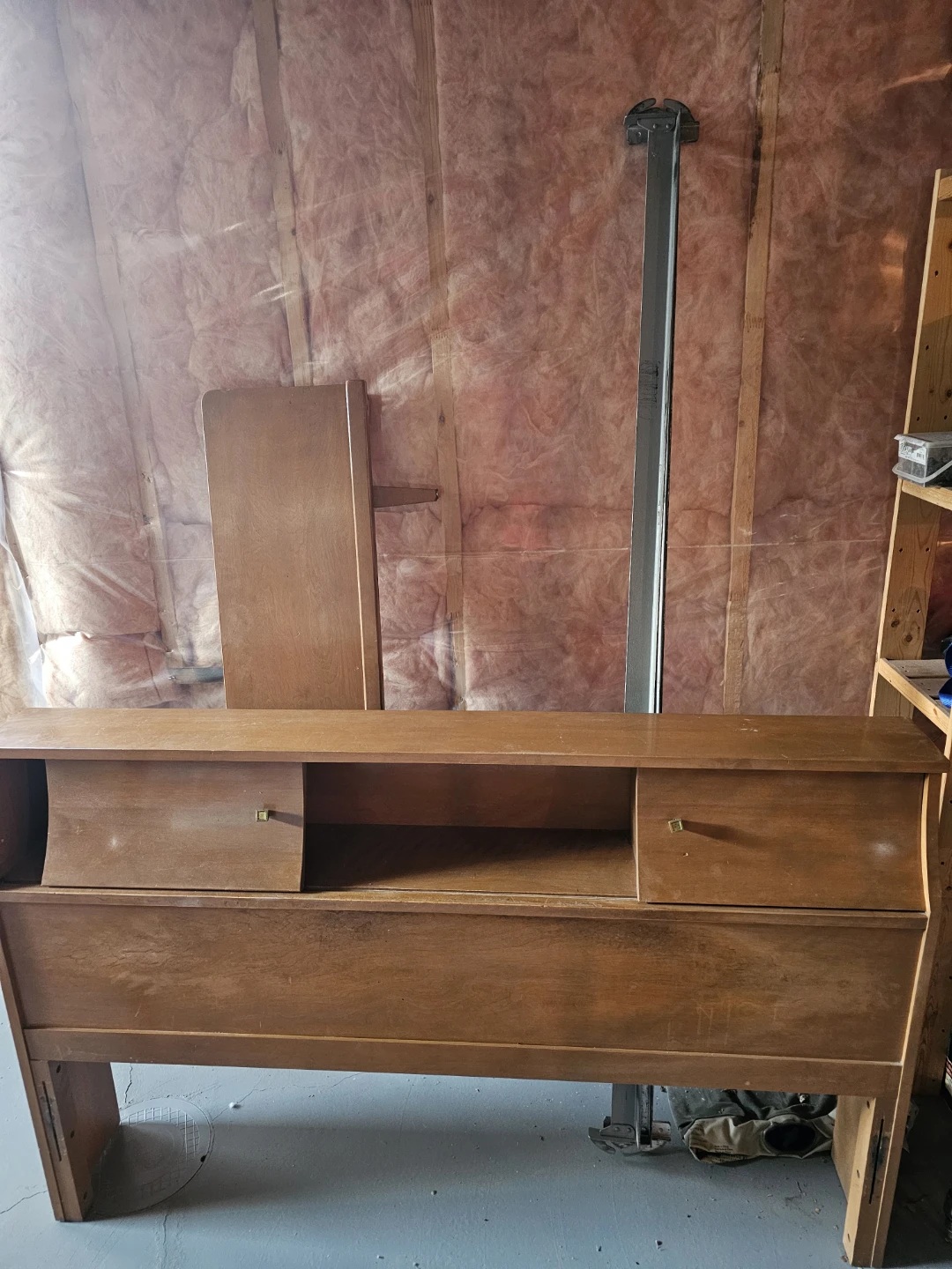 Double Bed Wooden Headboard and Frame with Storage