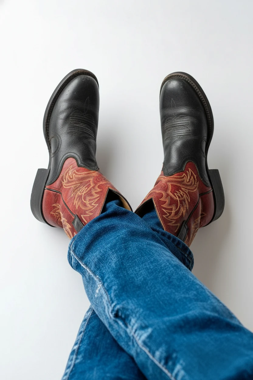 Ariat Black and Red Cowboy Boots - Size 9.5EE