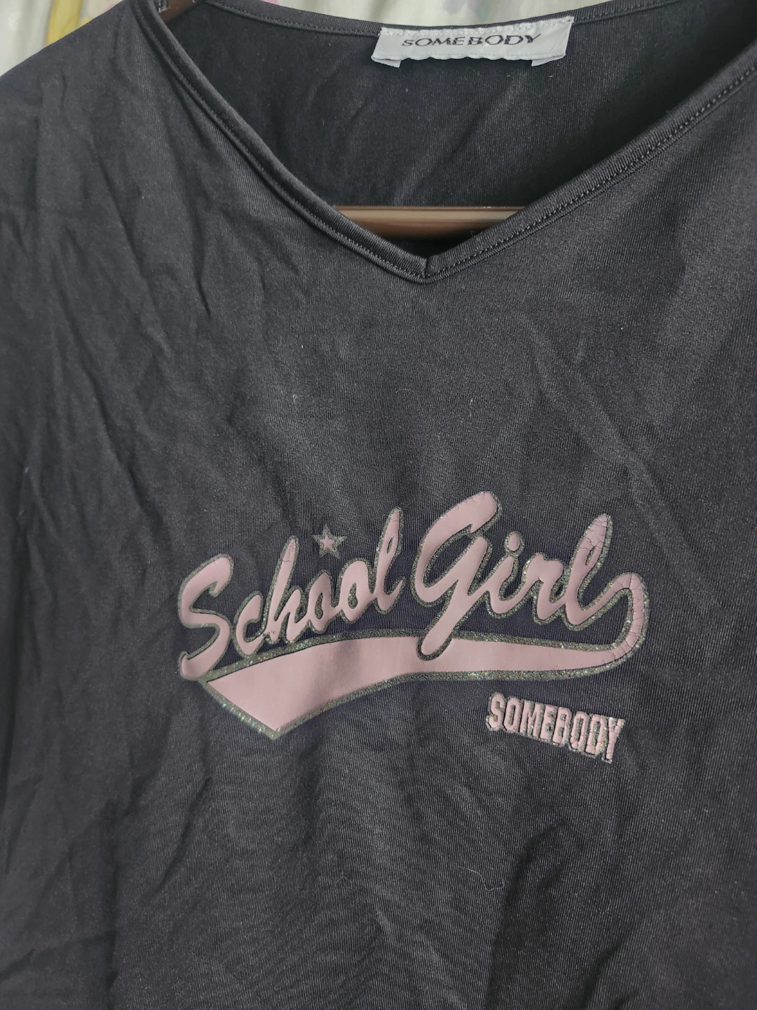 Black and pink "school girl" crop top baby tee - photo 3