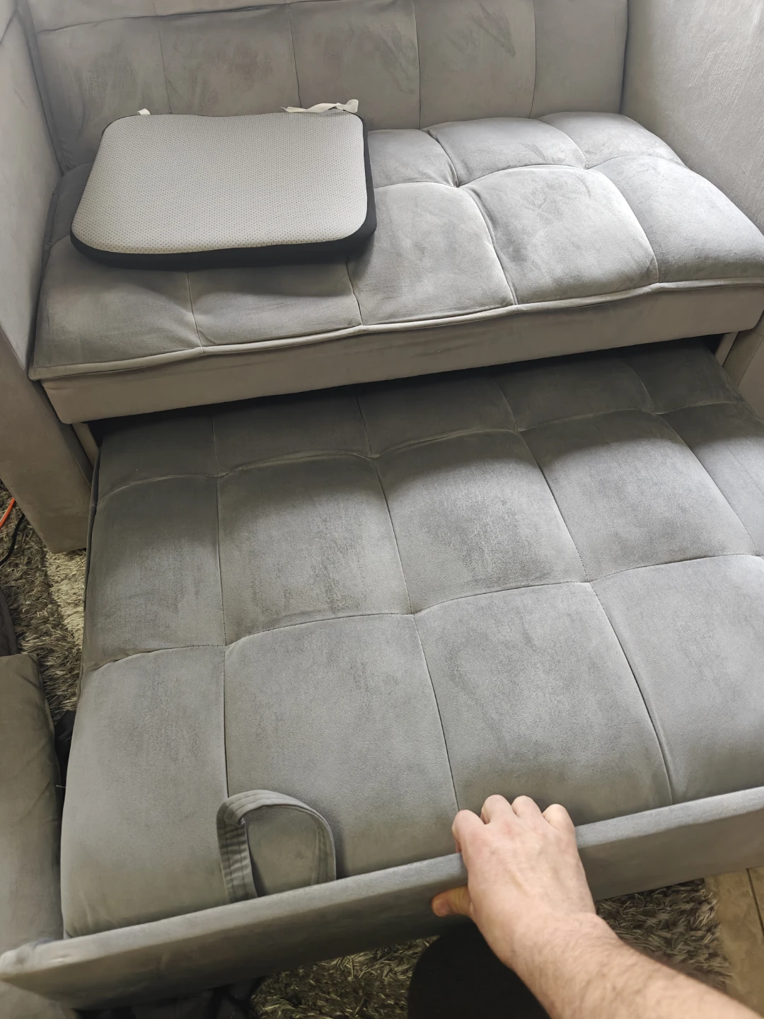 Grey Sofa Bed with Tufted Cushions - photo 2