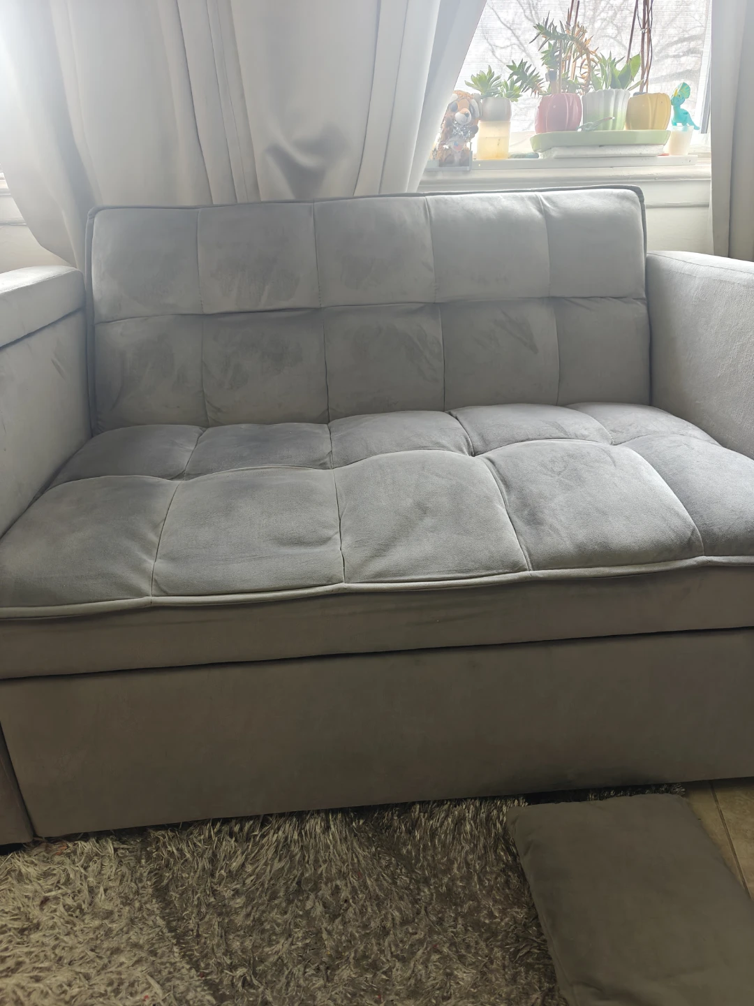 Grey Sofa Bed with Tufted Cushions - photo 4