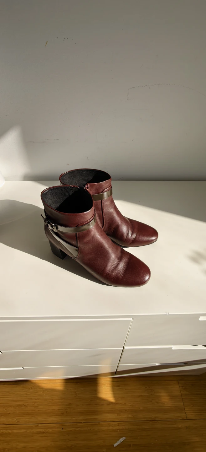 Geox Burgundy Leather Ankle Boots