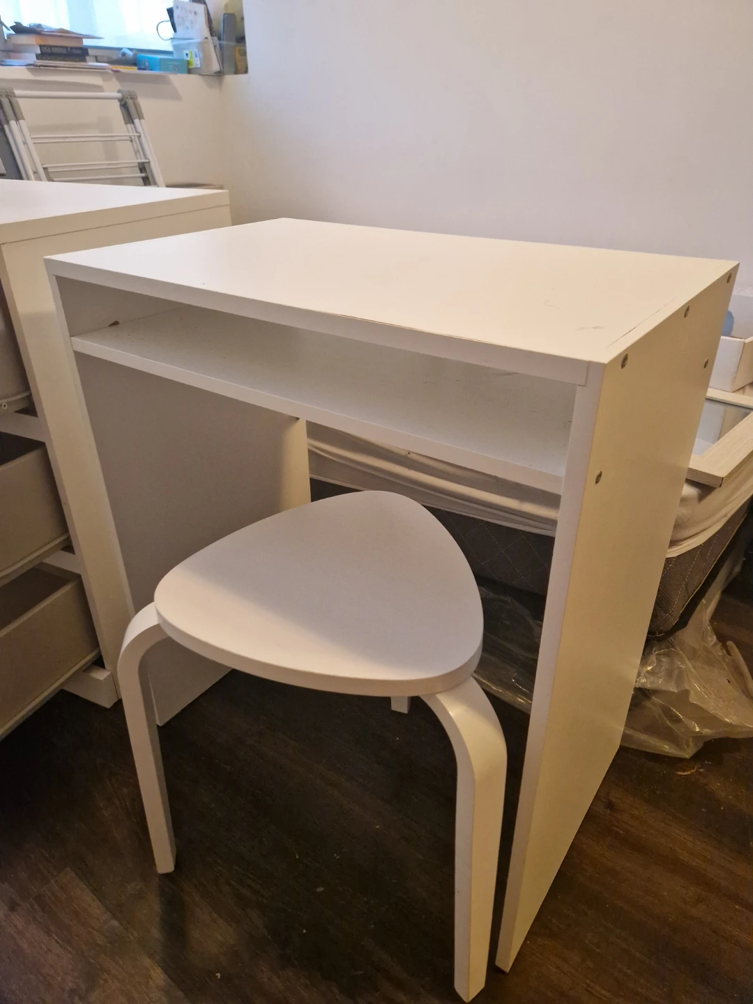 IKEA White Desk and Stool Set