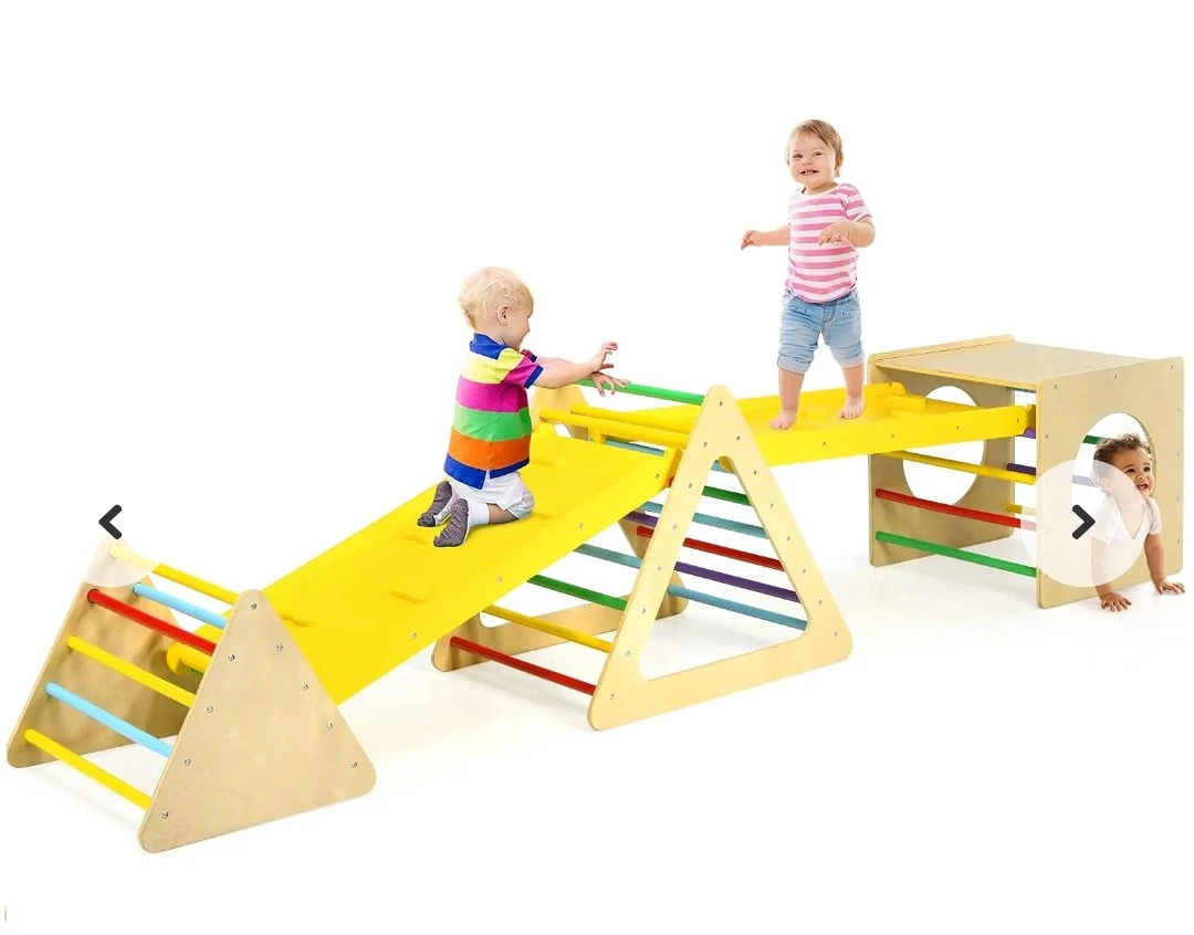 5 in 1 Wooden Climbing Triangle with Slide