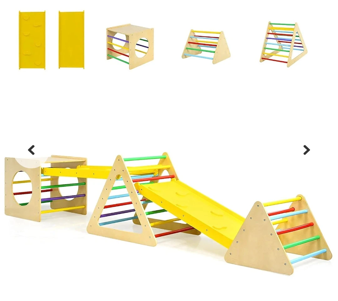 5 in 1 Wooden Climbing Triangle with Slide - photo 5