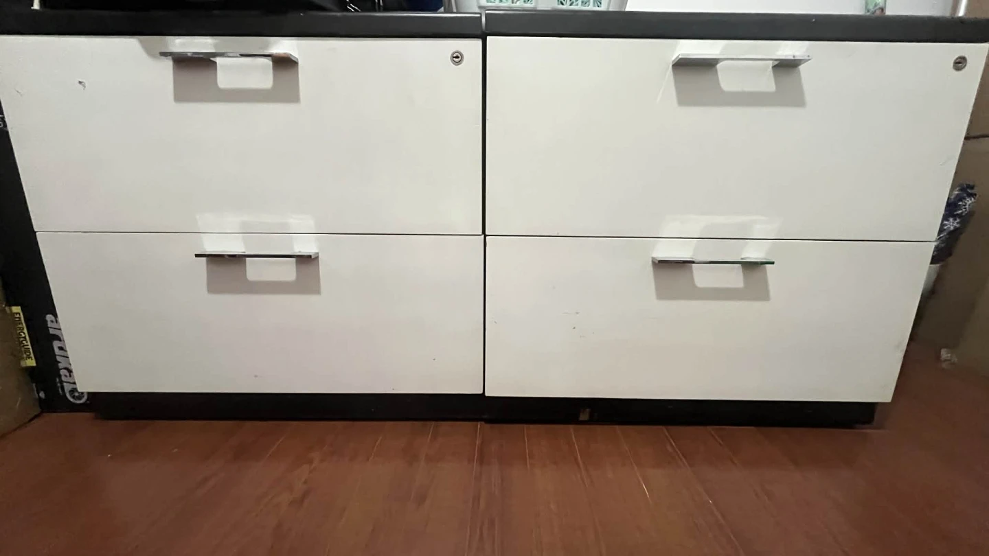 2pcs White 2-Drawer Filing Cabinet