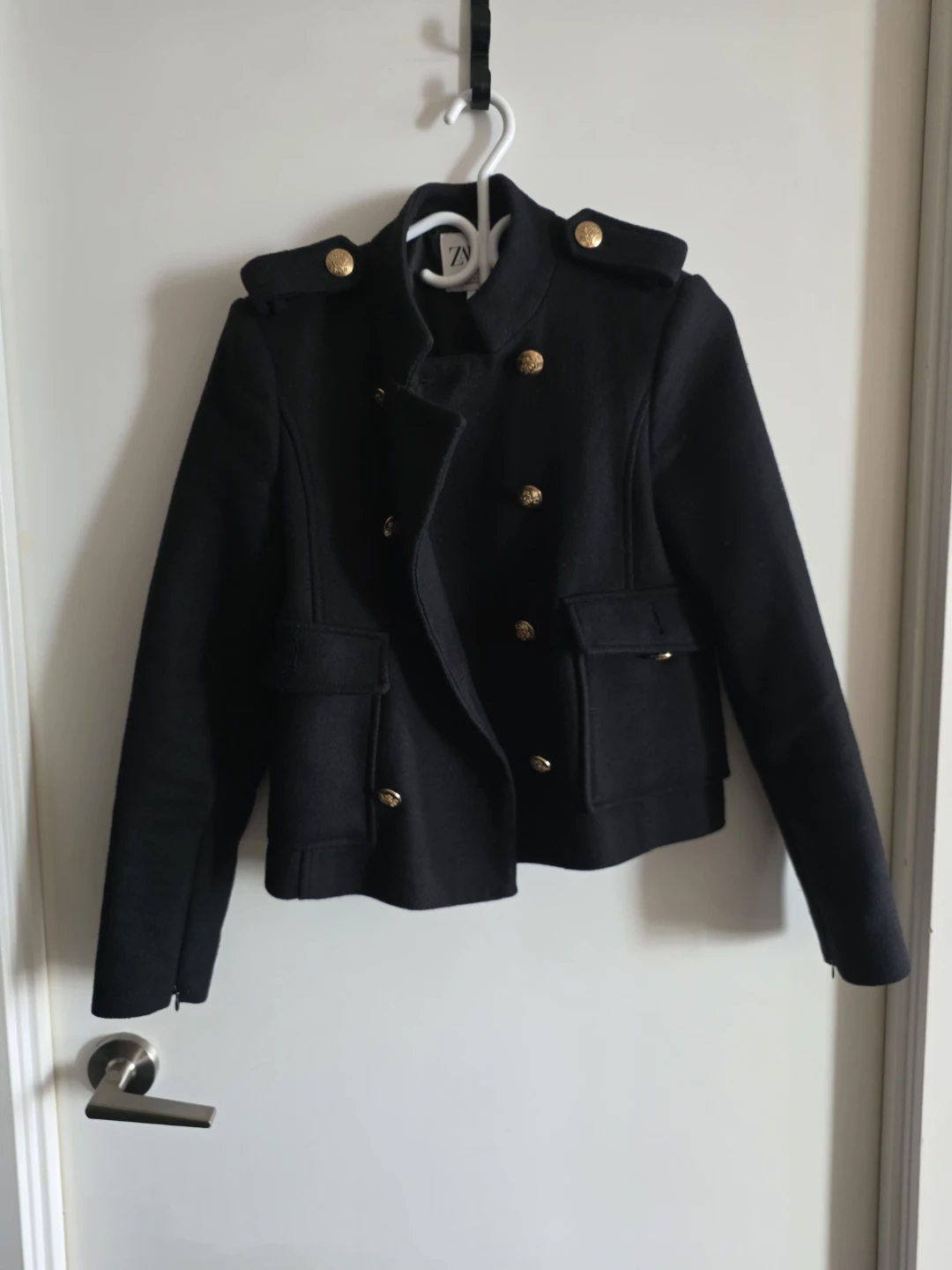 Zara Black Double-Breasted Military Style Jacket - XS 🏆