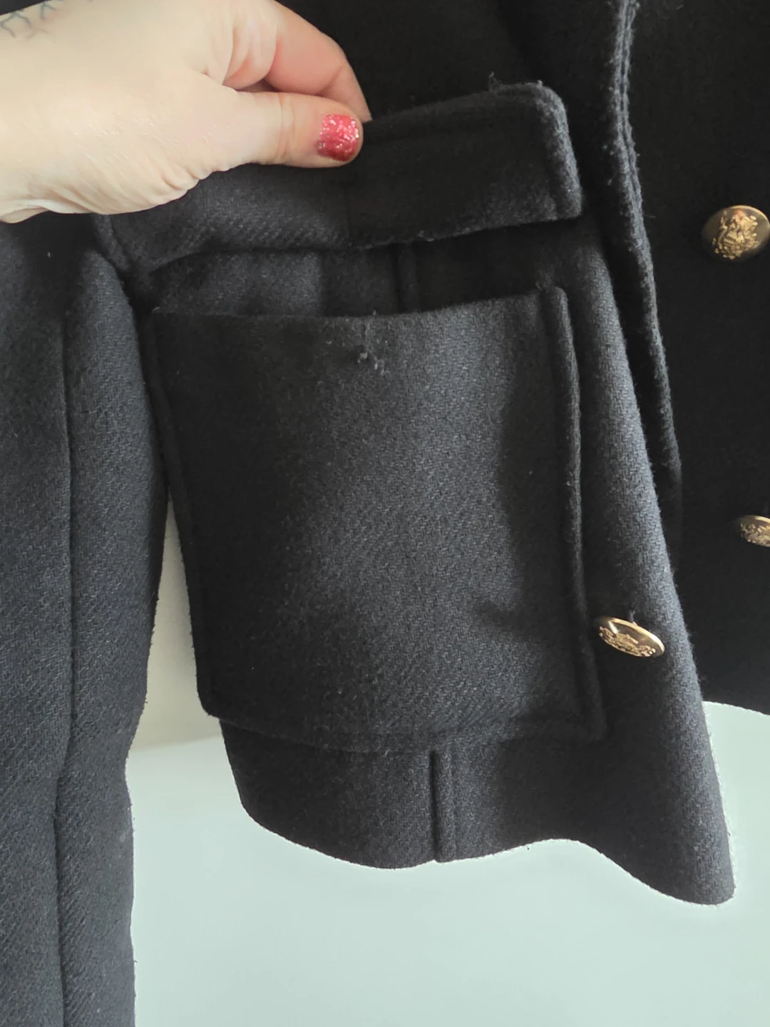 Zara Black Double-Breasted Military Style Jacket - XS 🏆 - photo 2