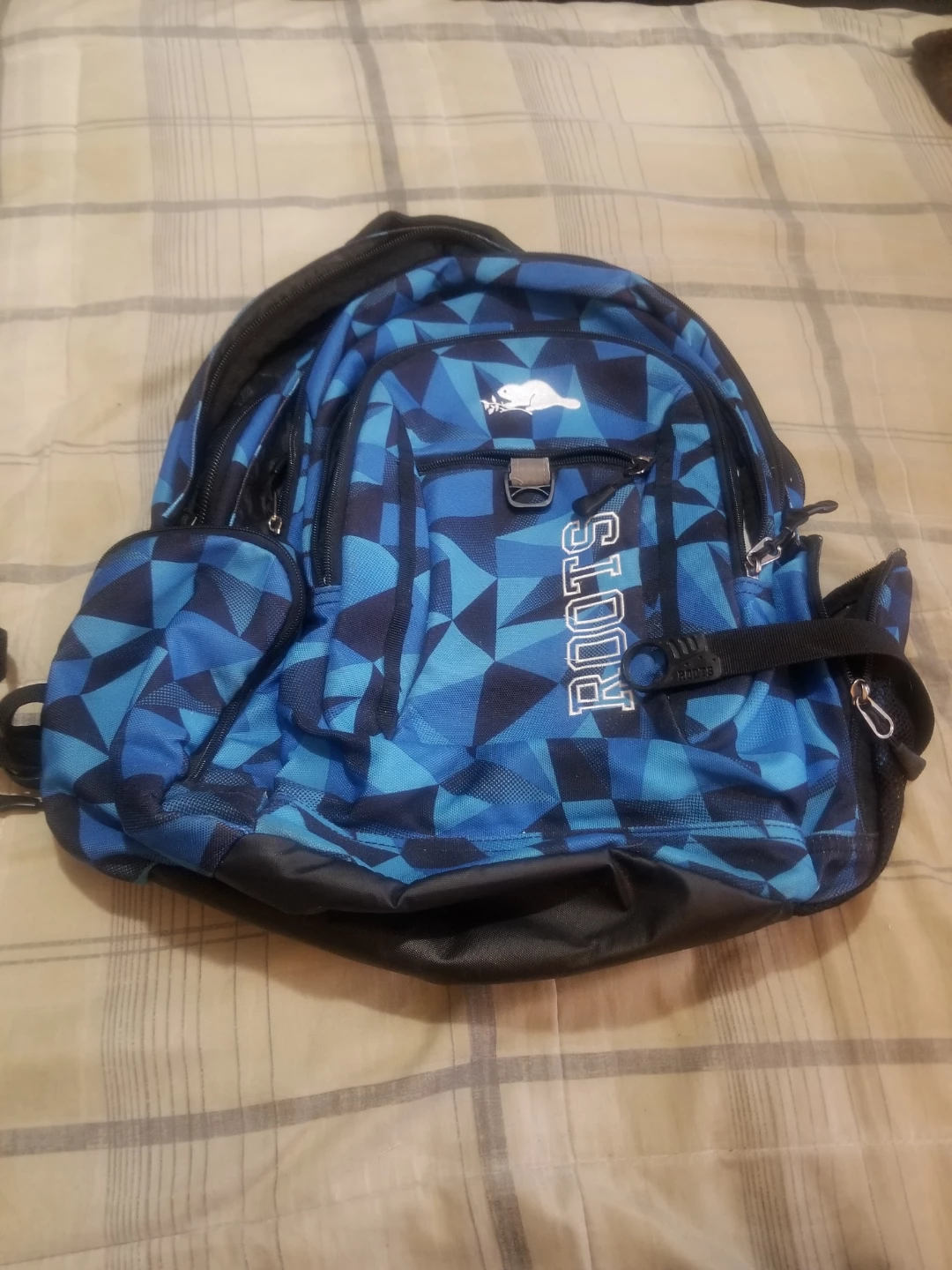 Roots Backpack - Blue Geometric Pattern